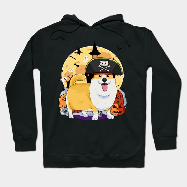 Pembroke Welsh Corgi Halloween Pirate Costume Hoodie by Noseking